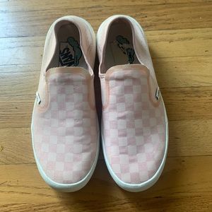 Vans Size 10.5 Women Pink & White Checks Sneakers